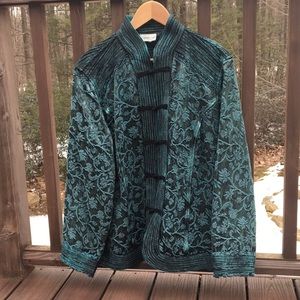 Coldwater Creek Jade Green Mandarin Collar Jacket